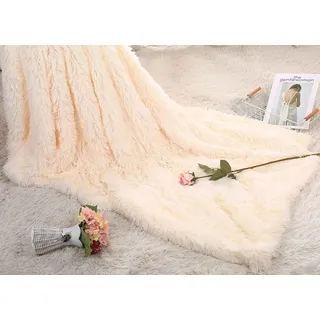 Yinghesheng Felldecke Kuscheldecke Flauschig Decke Super Warme Decke Weich & Komfort Decke, Wolldecke Kunstfell, Sofadecke, Fleecedecke, Tagesdecke,Cream,80X120cm