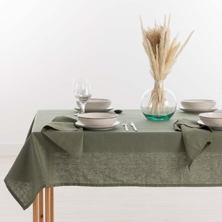 Belum Anti-Flecken-Tischdecke, 100% Army Green, rechteckig, Harz-Tischdecke, wasserabweisend, in verschiedenen Größen, Leinen-Tischdecken für Innen und Außen, 200 x 150 cm