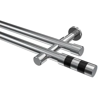 Interdeco Gardinenstange, Chrom Schwarz, Metall, 320 cm Wohntextilien, Gardinen Ø Vorhänge, Gardinen-Stangen