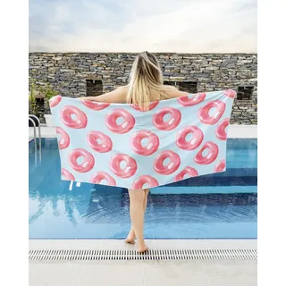 Gräfenstayn Premium Strandtuch Mikrofaser mit Umhänge-Knopf 80x160 cm - ÖKO-TEX 100 - Badetuch leicht, sandfrei und schnelltrocknend - XXL Strand-Handtuch - Microfaser Strandlaken groß (tyre)
