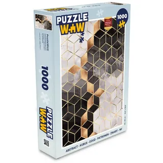 MuchoWow Puzzle Abstrakt - Würfel - Gold - Muster - Schwarz - Weiß, 1000 Puzzleteile, Foto-Puzzle, Bilderrätsel, Puzzlespiele, Klassisch schwarz 48 cm x 68 cm x 2 cm | Hochformat