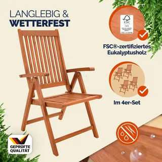 CASARIA Vanamo Gartenstuhl 55 x 70 x 106 cm braun 4 St.