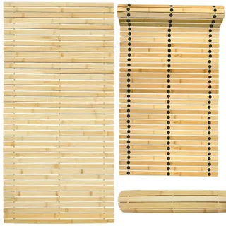 Bounabay 2PC Badematte Holz Sauna Bodenrost Rollrost Fussmatte aus Bambus 100 x 50 cm, Sauna Türmatte Rollrost Fußmatte, Sauna bodenmatte/badvorleger Holz (100 x 50, Bambusholz, 2, 100 x 50)