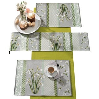 sander table + home Tischdecke Tischläufer "Snowdrops" (1-tlg), Gobelin Blumen grau|grün