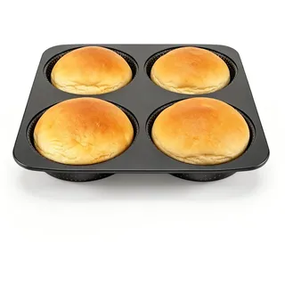 Burger Brötchenblech, 28cm Brötchen Backform Perforierte, Kohlenstoffstahl Antihaft, Backblech Für 4 Burger Buns, Antihaft Brotbackform, Brotbackzubehör Für Burger Brötchen