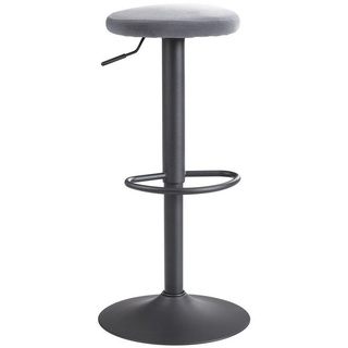 möbelando Barhocker »Barhocker Samt Dunkelgrau Hocker ohne Lehne 58 -«, Barhocker Samt Dunkelgrau Hocker ohne Lehne 58 - 79 cm, Küchenhocker Stoff / Metall 100kg, Design Barstuhl Tresenhocker Drehbar Bistrohocker grau