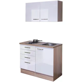 Flex-Well Valero 100 cm hochglanz weiß/ Sonoma Eiche