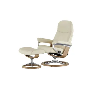 Stressless Relaxsessel mit Hocker Leder 76 x 100 x 71 cm Creme