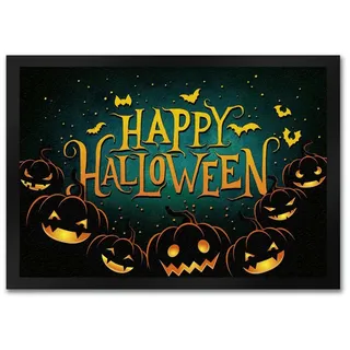 speecheese Fußmatte Happy Halloween Fußmatte mit Kürbis Motiv Fledermaus gruselig Spuk 35 cm