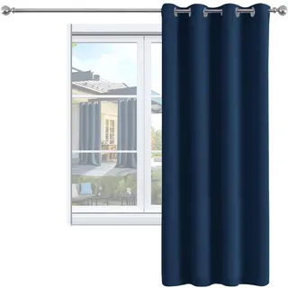 GZQIAWY 1 Stück Vorhangstoff Wärmeisolierte Verdunkelungsvorhänge Mit Ösenring Oben für Schlafzimmer, Wohnzimmer, Fenster, Kinderzimmer Dunkelblau 132cm(52") Width x 160cm(63") Height