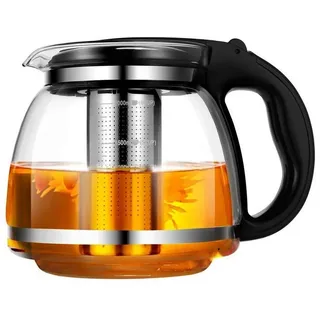LuxusKollektion Teekanne Glas Teekanne mit Sieb 2000ml weiß