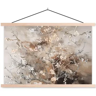 onlywow Poster mit Leiste Mandelblüte | Gr.: 90 x 60 cm