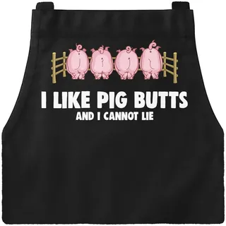 MoonWorks Lustige Grill-Schürze mit Spruch - I like Pig Butts and I cannot lie Parodie Song Küchenschürze Schwarz unisize - Einheitsgröße