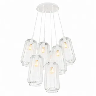 s.luce Pendelleuchte s.luce Velo Cluster Glas-Pendelleuchte 7-flammig 7x18cm Klar