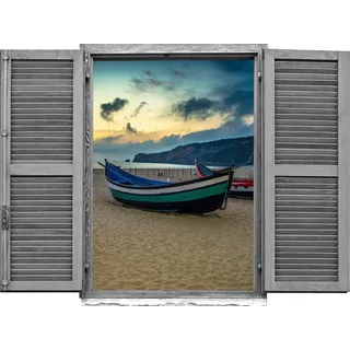 queence Wandtattoo Boote am Strand (1 St), Wandsticker, Wandbild, selbstklebend, 3D, Fenster bunt