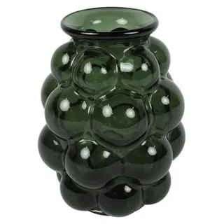 Countryfield Blumenvase Bubblegum Medium - transparentes Glas - dunkelgrun - 16 x 21 cm