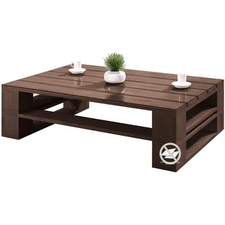 sunnypillow Palettenmöbel Europaletten Indoor und Outdoor Lounge Gartenmöbel Holz Gartenmöbel Set Lounge Möbel Terrasse Balkon Loft Stil Paletten | Palisander Couchtisch 120 x 80 cm Höhe : 30 cm