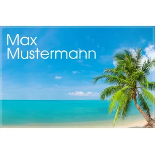Manutextur Fußmatte mit Namen - Motiv Strand mit Palme 1 - viele Natur-Motive - Schmutzfangmatte personalisiert - Größe 50x80 cm - persönliches & individuelles Geschenk