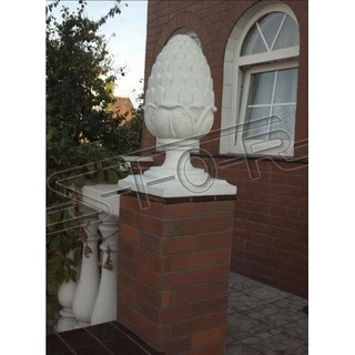 JVmoebel Skulptur Gartenfigur Figur Stein Deko Garten Säule Skulptur Design Blume weiß