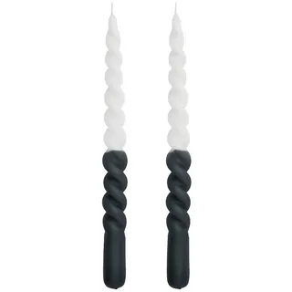 coco+cozy Tafelkerze Stabkerze Lene, anthrazit-weiß, 7 h Brenndauer, weiß, anthrazit grau|schwarz