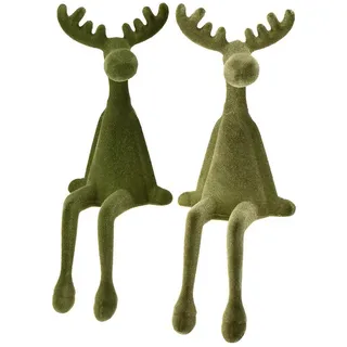 Florists Products Weihnachtsmann Kantenhocker Elch Kantensitzer Weihnachten Deko Grün 31cm 2er, 2 Stück grün