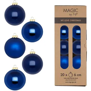 Weihnachtskugeln Glas 6cm 20 Stück - matt & glänzend - Christbaumkugeln Weihnachtsbaumkugeln für Weihnachten - Christbaumschmuck & Weihnachtsbaumschmuck Königsblau - Royal Blue