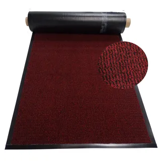 MERTEX Schmutzfangläufer Meterware 120 cm rot-schwarz meliert - Schnittkanten mit Randprofile (120 x 750 cm, rot)