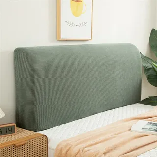 FANSU Bett Kopfteil Bezug Hussen, Polarfleece Staubdicht Bettkopfteil Hussen Elastische Dehnbare All-Inclusive Staubdichte Abdeckung für Schlafzimmer Bett Dekor (Grün,220cm)
