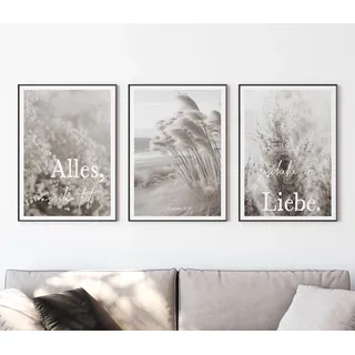 timalo SALT-AND-LIGHT® Christliche Wandbilder Bibelverse Deutsch Poster 3 Stück im 3er Set Wanddeko Wohnzimmer Deko Schlafzimmer | Jahreslosung 2024 | 43x61cm