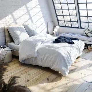 Wolkenfeld Flanell Meliert Grau 135 x 200 cm + 40 x 80 cm/80 x 80 cm