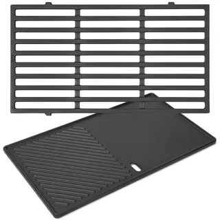 GFTIME 7637 44,5 cm Grillrost und Grillplatte für Weber Spirit i - ii 200 Serie-Spirit E210/220 S210/220 Gas-BBQ-Grills mit vorderen Bedienknöpfen),Grillrost und Gusseisenplatte Ersatzteil