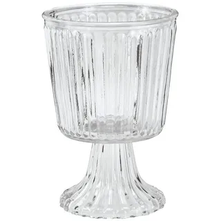 Posiwio Tischvase Glasvase Fuß Deko geriffelt Ø13cm H19cm Vase Pokal