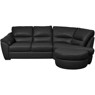 Livetastic Ecksofa, Schwarz, Holz, Kombination Echtleder/Lederlook, 4-Sitzer, Ottomane rechts, L-Form, 273x194 cm, Made in EU, Lederauswahl, seitenverkehrt erhältlich, Hocker erhältlich, Wohnzimmer, Sofas & Couches, Wohnlandschaften, Ecksofas