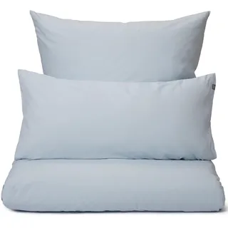 URBANARA MATA Essential Bettwäsche 240x220 cm + 2X 80x80 cm I 100% Baumwolle Made in Portugal Oeko Tex 100 I Weich Unifarben Atmungsaktiv mit Reißverschluss 3-TLG Set I Helles Nebelblau