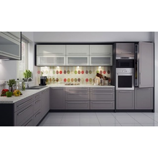 Küchenblock 385x253cm lava / vanille - dust grey Küchenzeile L-Form Küche