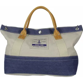 Antonio Strandtasche Baumwolle Beige/Blue