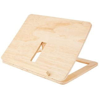 Rayher 62797000 Tablet-Ständer, Buchständer aus Holz, FSC zertifiziert, 28 x 21 x 3,4 cm, Tischständer, Leseständer Holz, verstellbar, drei Winkel