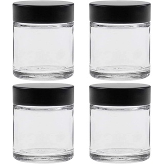 mikken 4 Glastiegel 30 ml/Salbentiegel/Cremetiegel aus Klarglas inkl. Etiketten