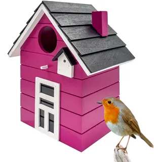 Buntes Vogelhaus & Nistkasten aus MDF-Holz – ca. 20 x 17 x 12 – pink