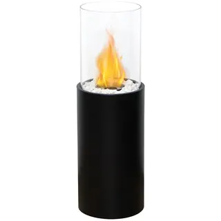JHY DESIGN Feuerschale 80.5cm Hoch Tisch-Feuerschale Tisch-Kami Windlichter, (1-St), aus Metall und Glas für Innen und Außenbereich Schwarz schwarz