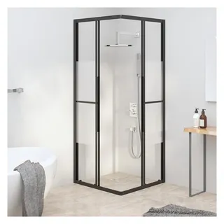 vidaXL Duschkabine Halbmatt ESG 80x80x180 cm Schwarz
