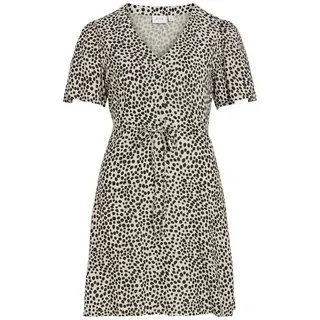 VILA Minikleid Sommerkleid Beige/Schwarz 36