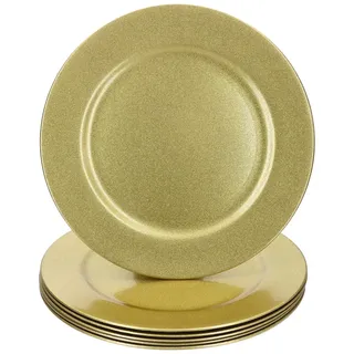 6x Platzteller Gold Glitzer Ø33cm Dekoteller leicht Kunststoff Weihnachten