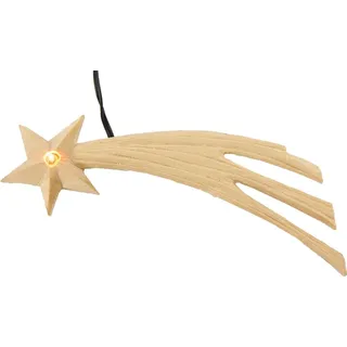 Krippenzubehör Komet mit Licht aus Holz, Weihnachtsdeko, 30 cm - Beige