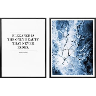 Wall-Art Poster »Blaue Eleganz Kunstdruck mit Zitat«, Landschaften, (Set, 2 St.), 34894146-0 blau/weiß B/H: 50 cm x 60 cm