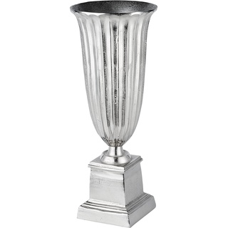 MichaelNoll Vase Blumenvase Pokalvase - Dekovase Groß aus Aluminium Metall Silber - Bodenvase für Kunstblumen und Pampasgras - 68 cm oder 75 cm (29,5x29,5x75 cm)