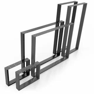 NOGGI: 2 Tischkufen Metall (50x100cm - schwarz - Stehtisch) | Tischbeine eckig | Möbelfüße für Dein DIY Schreib-, Wohnzimmer- oder Bartisch Projekt | moderne Stahl-Tischbeine aus Vierkantprofilen |