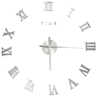 vidaXL 3D Wanduhr Modernes Design Dekorativ Extragroß Deko Wand Uhr Wandtattoo Dekoration Analoguhr Wohnzimmer DIY Eva Silbern 100cm XXL