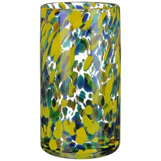 GILDE Deko Vase Blumenvase Glasvase - Geschenk für Frauen Geburtstagsgeschenk - Dekoration Frühling Ostern - Farbe: Transparent Gelb Grün Blau Höhe 21 cm
