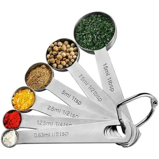 MECHEER Messlöffel Messlöffel-Set Edelstahl Teelöffel 6 Stück Cup Messbecher Groß Löffel